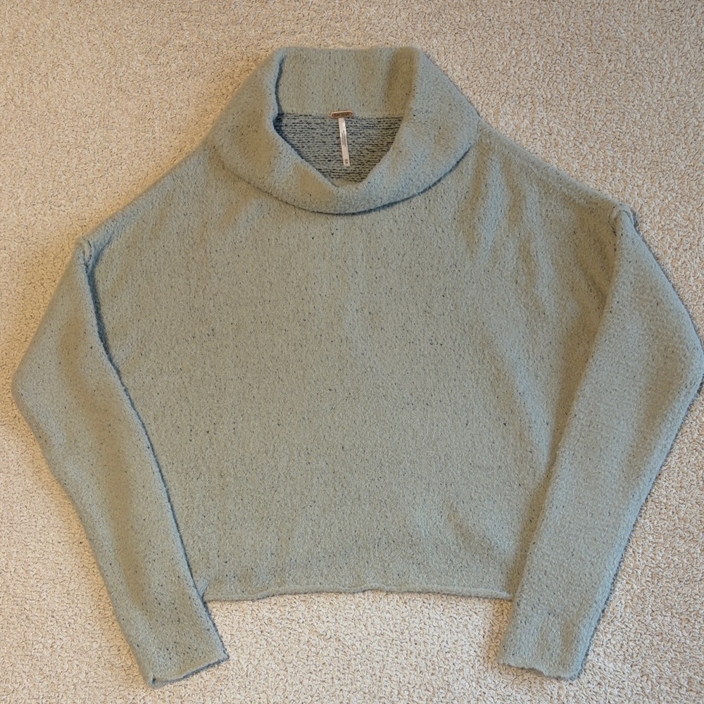 NWT Free People San Vincente Pullover Sweater in Silver Sapphire